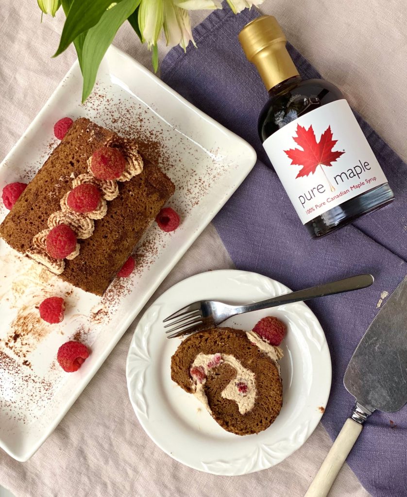 Maple Espresso Roll with Raspberries Pure Maple