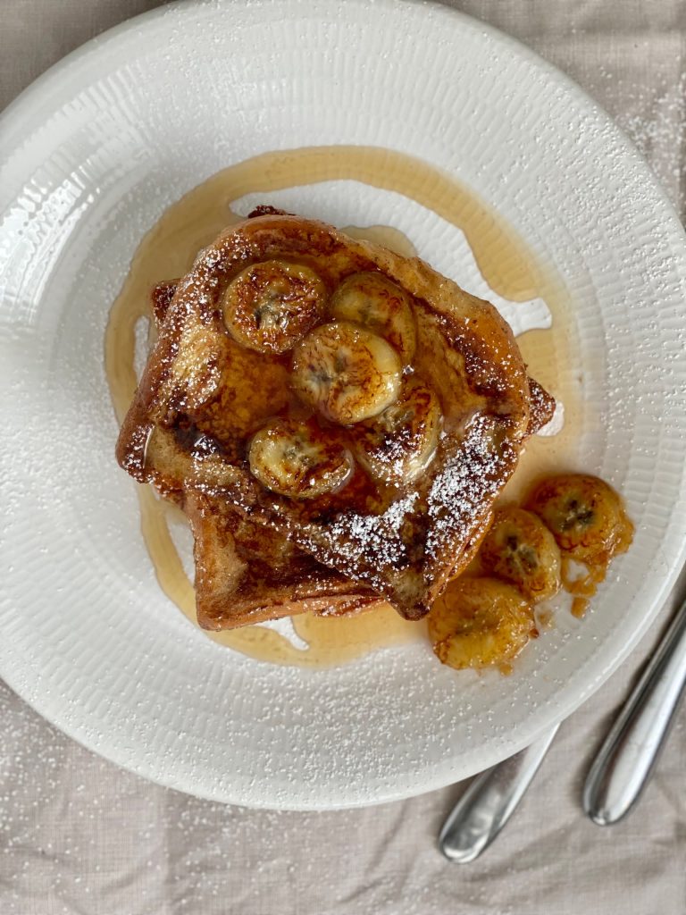 French Toast with Maple Caramelized Bananas and Maple Syrup Pure Maple