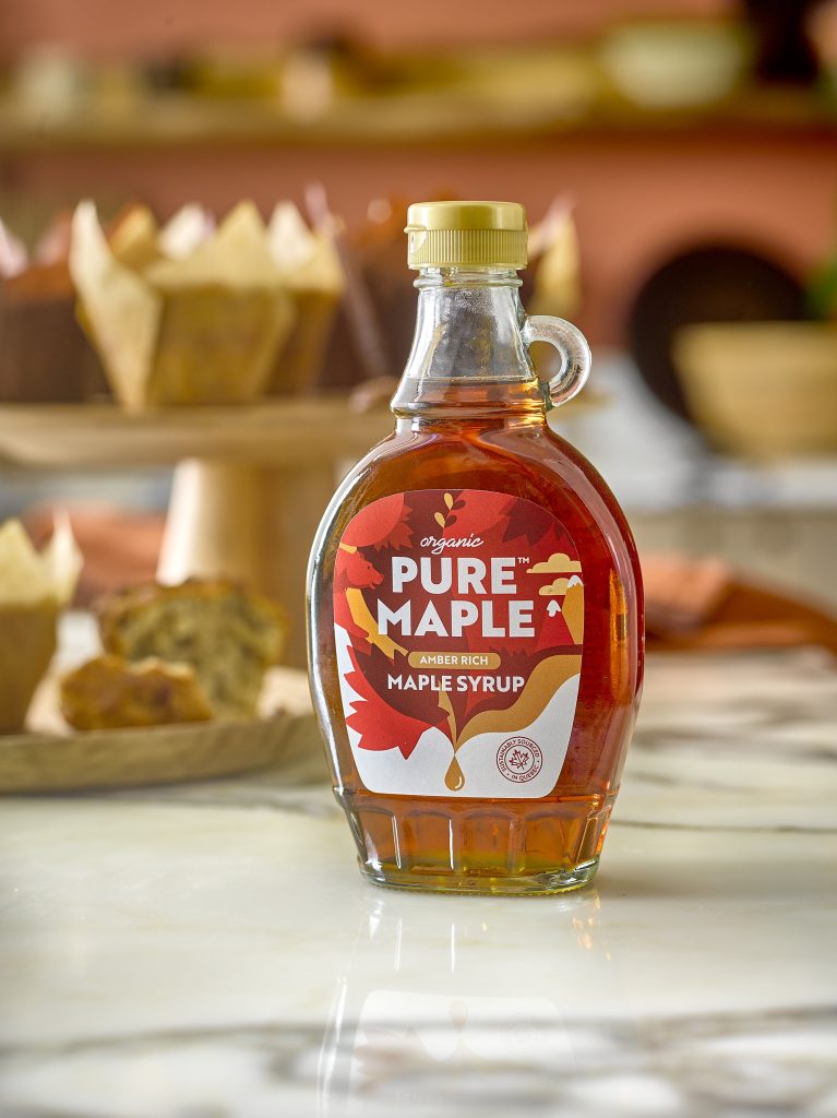 Amber Rich Pure Maple Syrup with Fresh Muffins