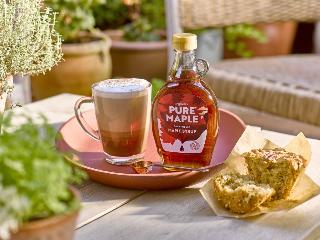 Pure Maple Syrup with a Morning Coffee and Muffin