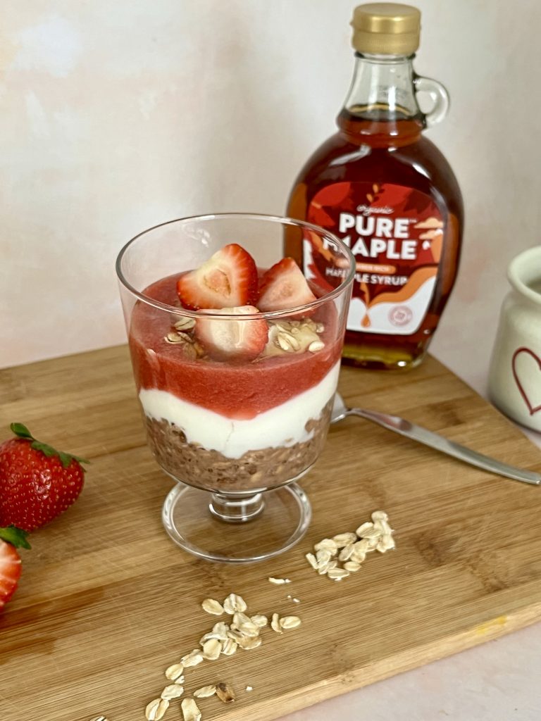 Maple Espresso Overnight Oats with Strawberry Coulis 3
